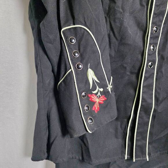 Scully Mens Embroidered Western Shirt Black Red XXL - Picture 4 of 13
